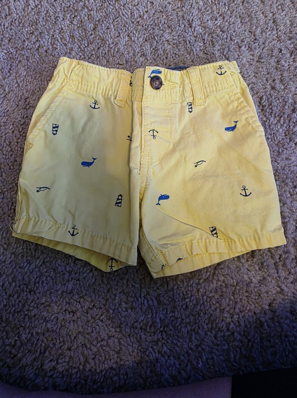 Carter's Yellow Shorts with Blue Whale & Anchor Print